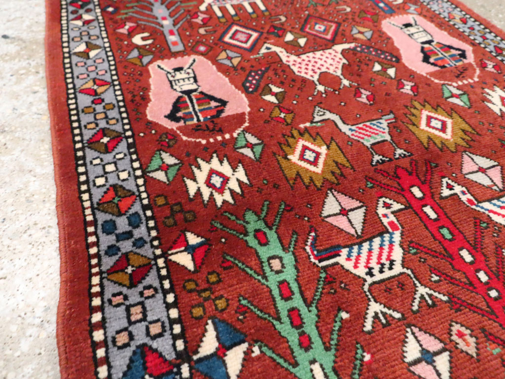 Vintage Persian Afshar Pictorial Throw Rug, No.29277 - Gsblank