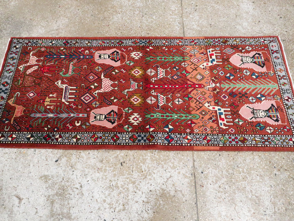 Vintage Persian Afshar Pictorial Throw Rug, No.29277 - Gsblank