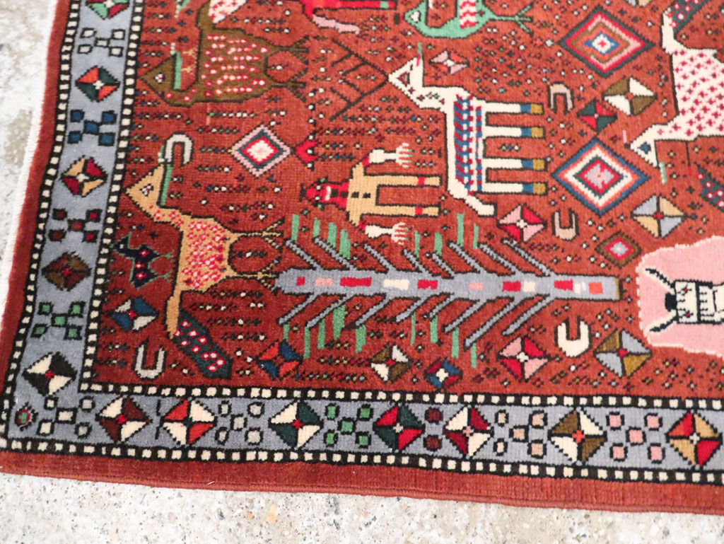 Vintage Persian Afshar Pictorial Throw Rug, No.29277 - Gsblank