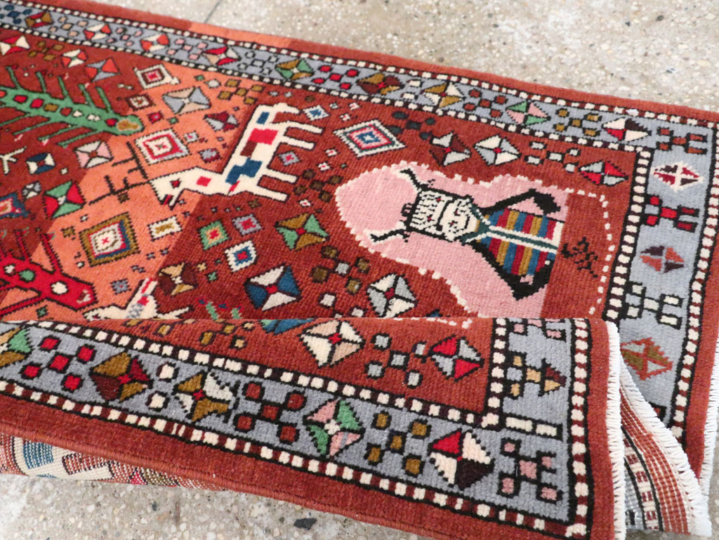 Vintage Persian Afshar Pictorial Throw Rug, No.29277 - Gsblank