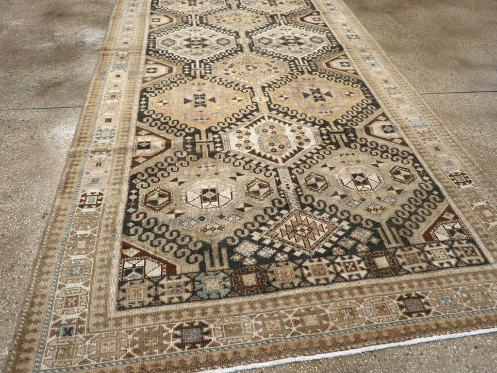 Vintage Persian Bakhtiari Tribal Wide Gallery Runner, No.29279 - Gsblank
