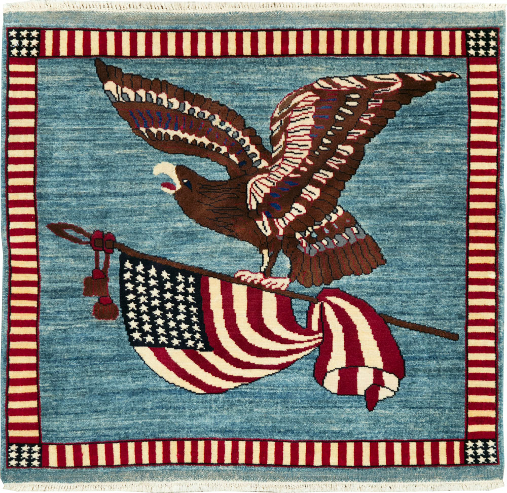 Modern Persian Mahal Pictorial Flag Rug (Pair: 1 of 2), No.29293 - Gsblank