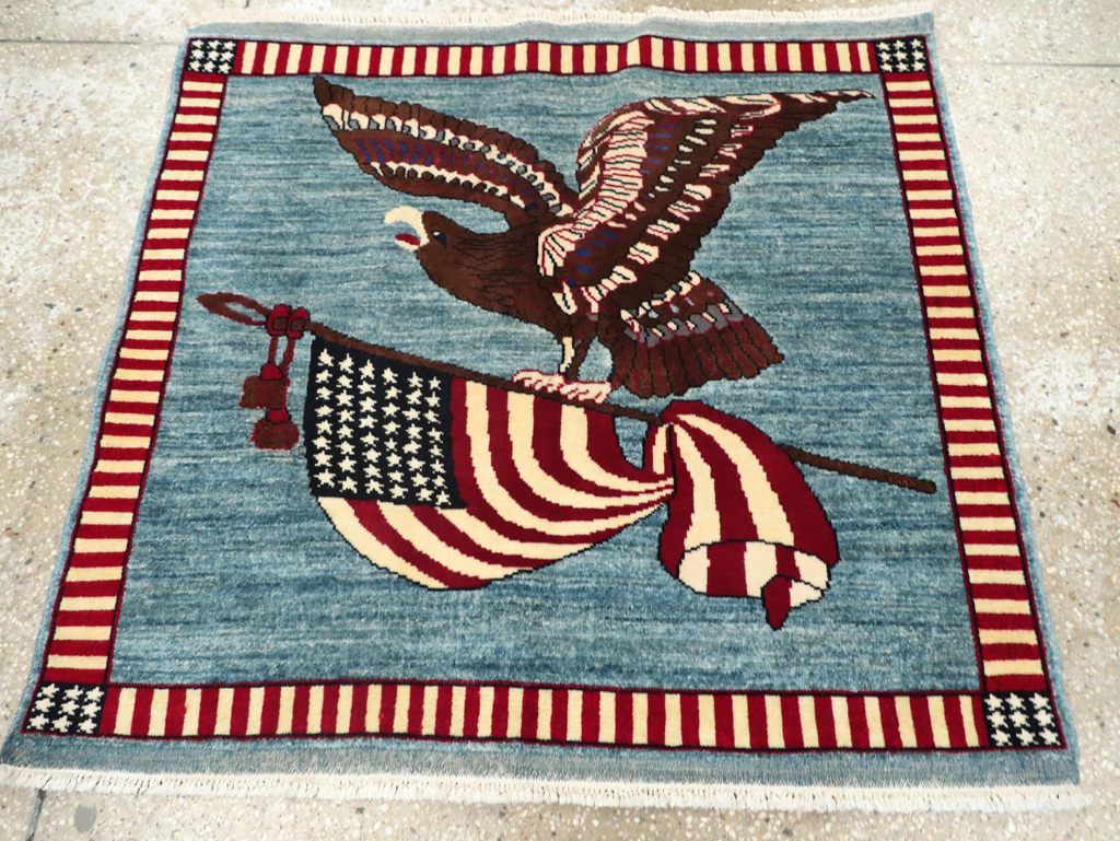 Modern Persian Mahal Pictorial Flag Rug (Pair: 1 of 2), No.29293 - Gsblank