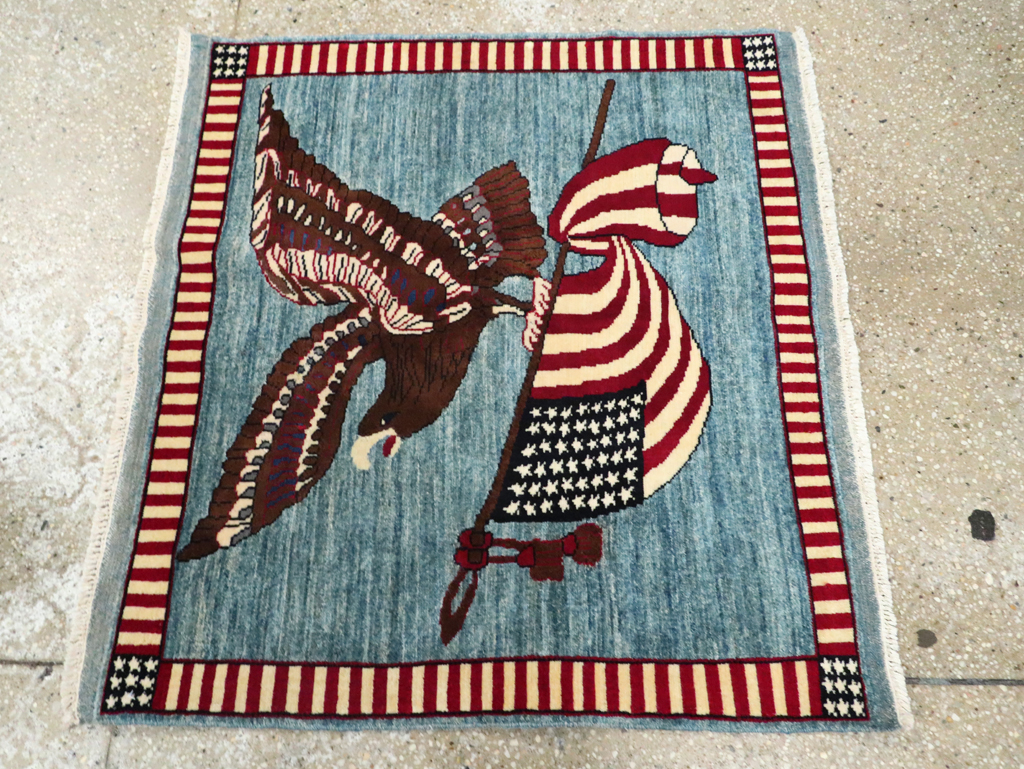 Modern Persian Mahal Pictorial Flag Rug (Pair: 1 of 2), No.29293 - Gsblank