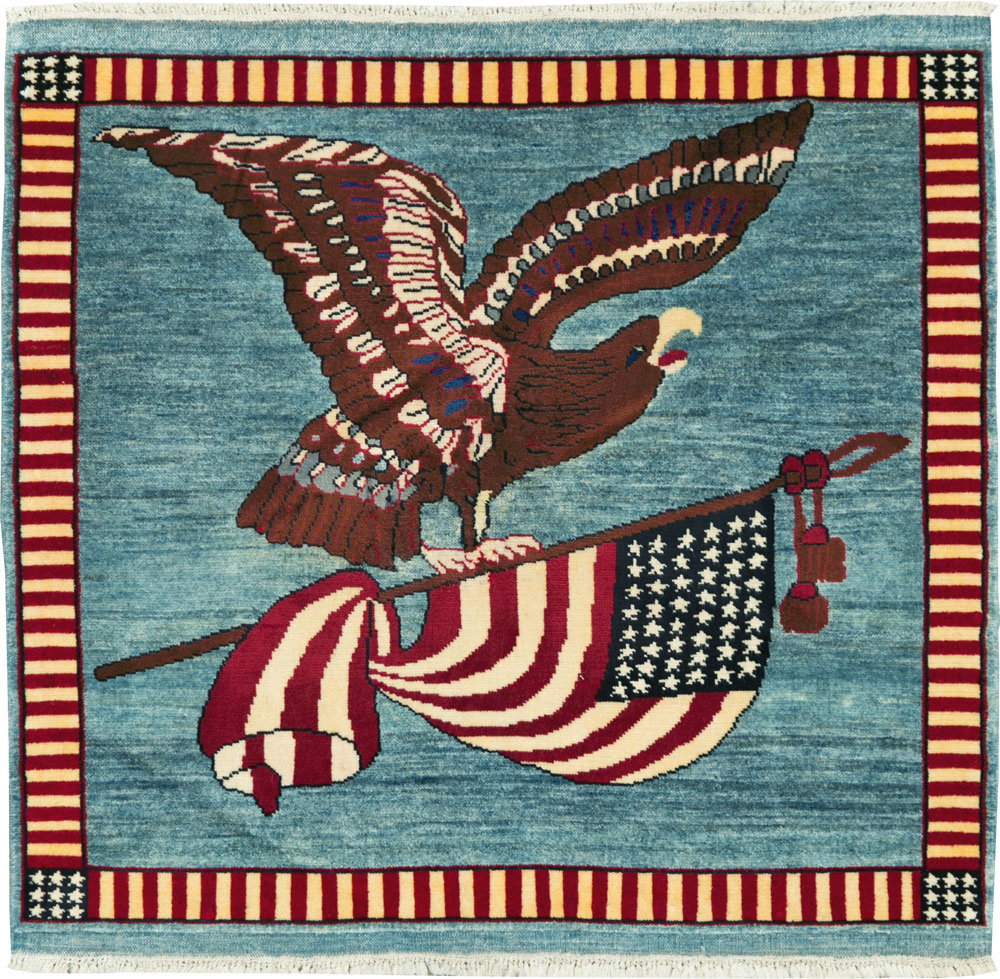 Modern Persian Mahal Pictorial Flag Rug (Pair: 2 of 2), No.29294 - Gsblank