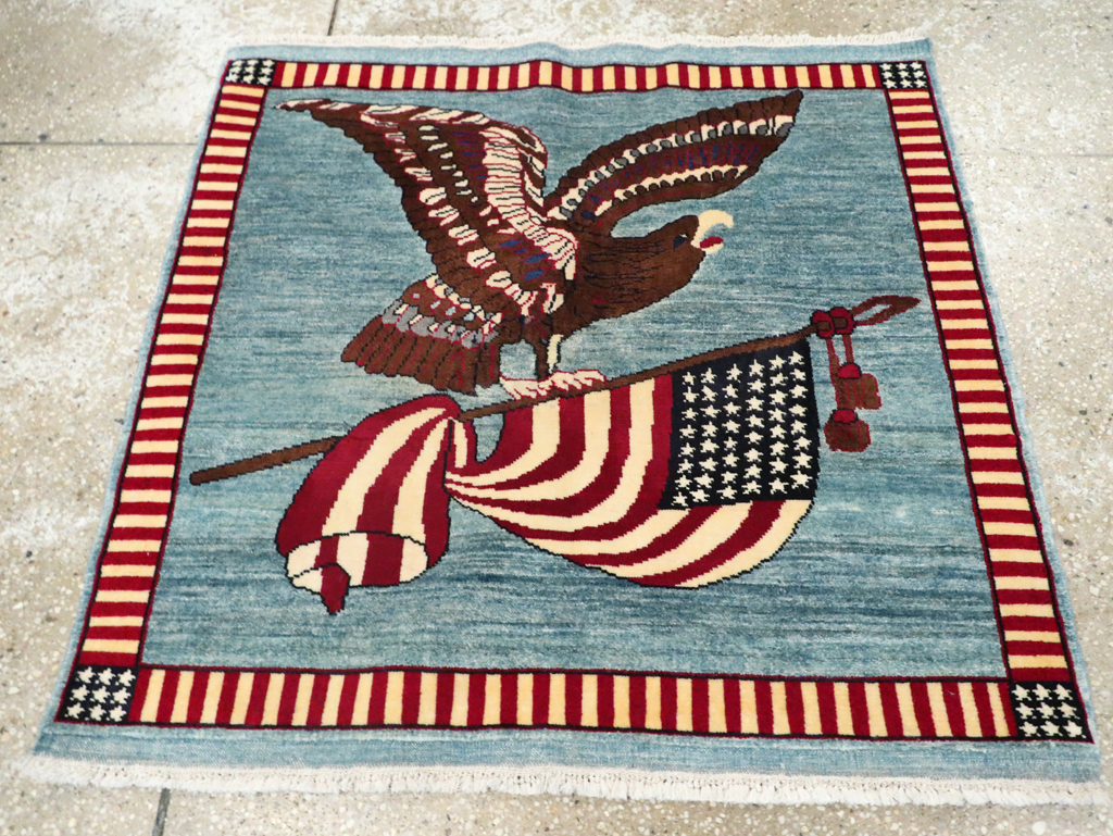 Modern Persian Mahal Pictorial Flag Rug (Pair: 2 of 2), No.29294 - Gsblank