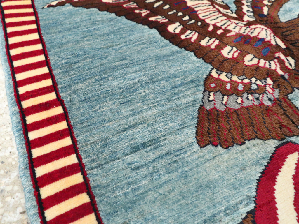 Modern Persian Mahal Pictorial Flag Rug (Pair: 2 of 2), No.29294 - Gsblank