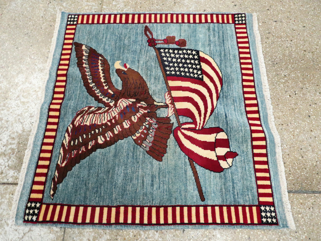 Modern Persian Mahal Pictorial Flag Rug (Pair: 2 of 2), No.29294 - Gsblank