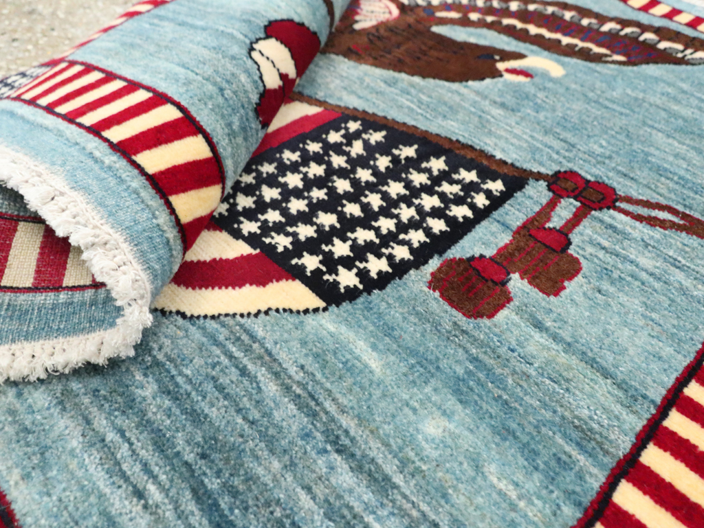 Modern Persian Mahal Pictorial Flag Rug (Pair: 2 of 2), No.29294 - Gsblank