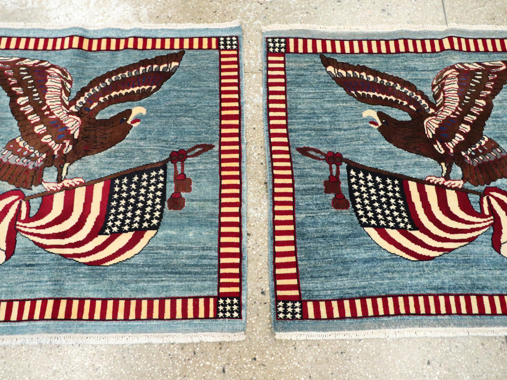 Modern Persian Mahal Pictorial Flag Rug (Pair: 2 of 2), No.29294 - Gsblank