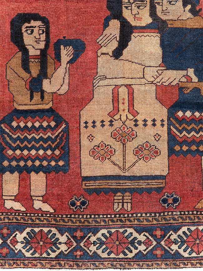 Vintage Persian Pictorial Bakhtiari Accent Rug, No.29295 - Gsblank