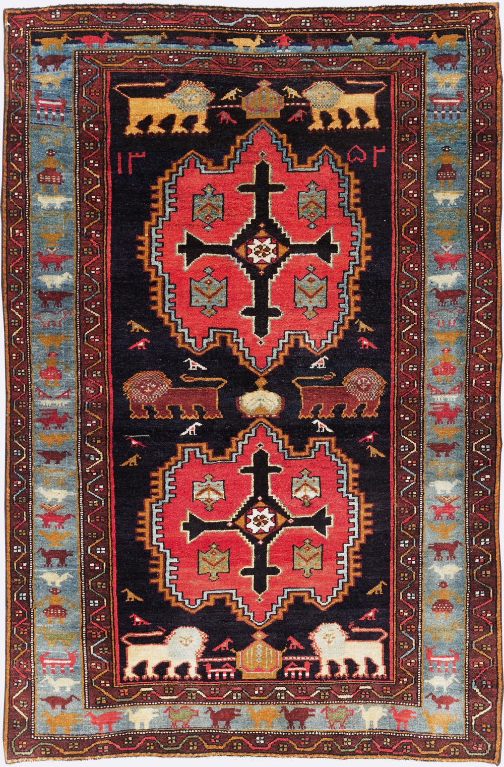 Vintage Persian Pictorial Malayer Accent Rug, No.29296 - Gsblank