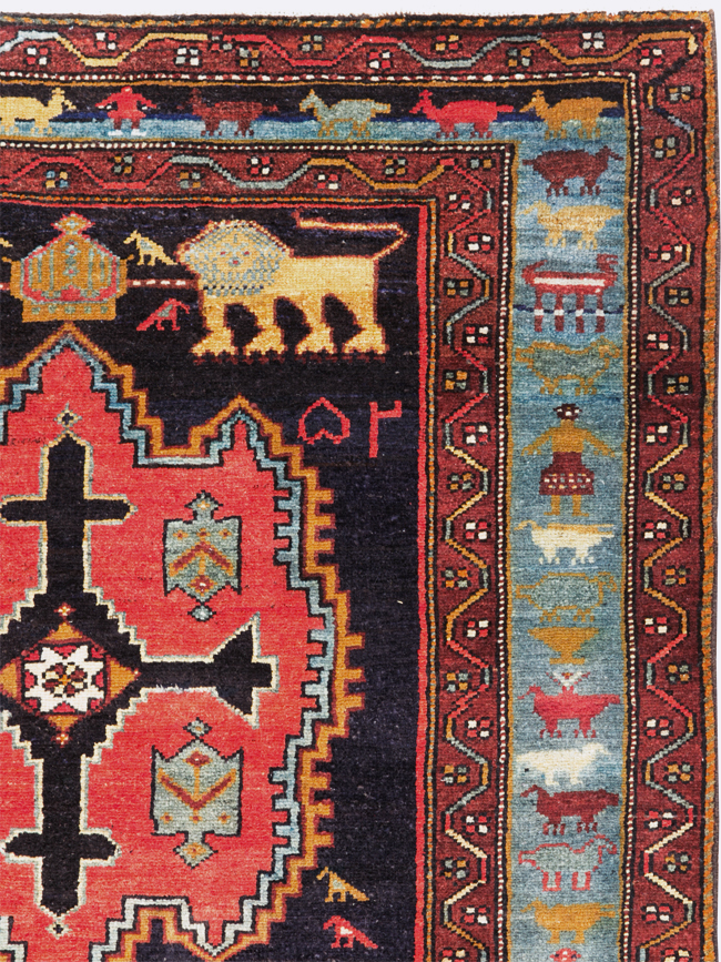 Vintage Persian Pictorial Malayer Accent Rug, No.29296 - Gsblank