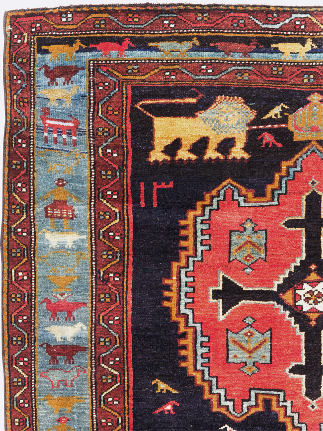 Vintage Persian Pictorial Malayer Accent Rug, No.29296 - Gsblank