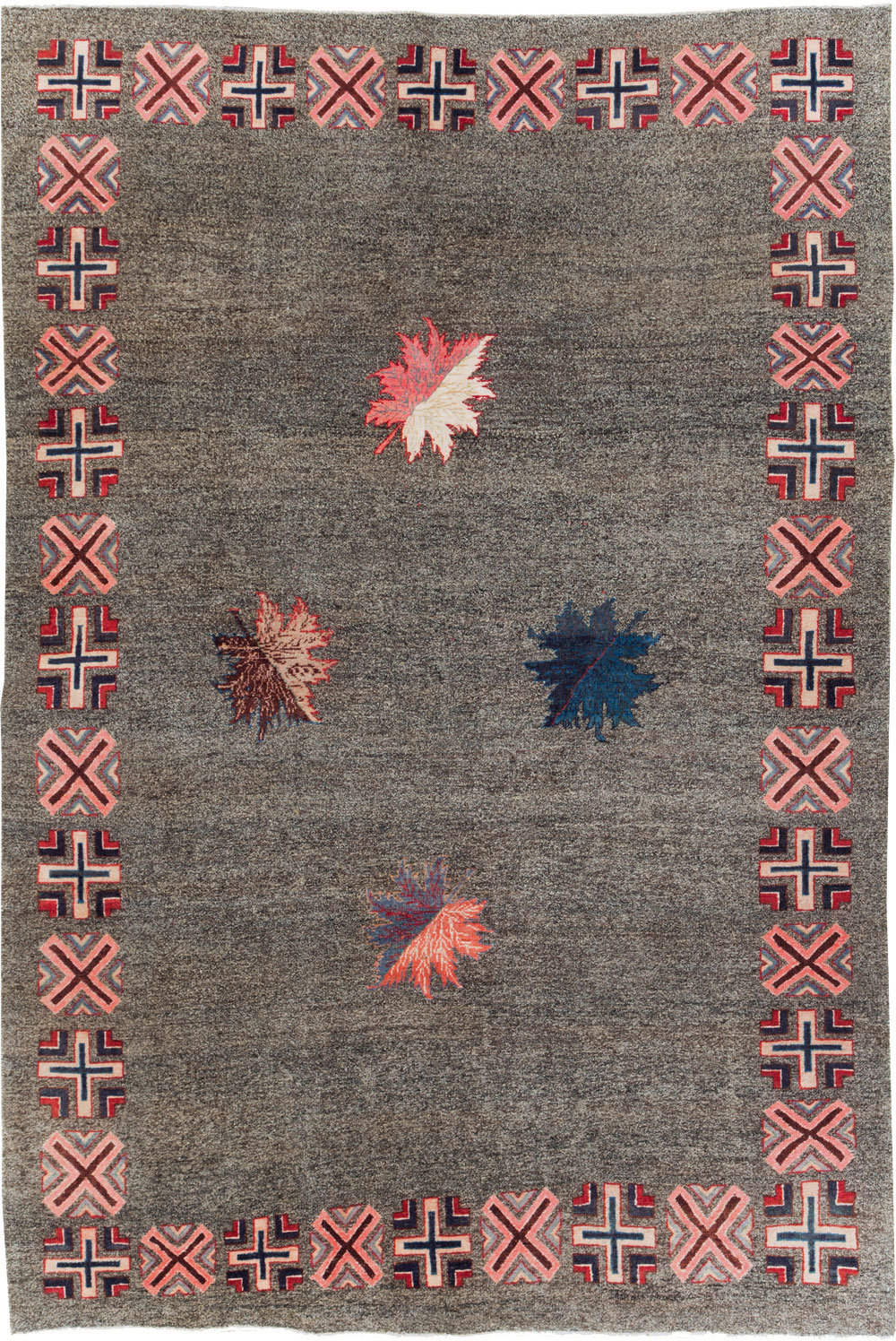 Vintage Persian Art Deco Mashad Accent Rug (Pair: 1 of 2), No.29297 - Gsblank