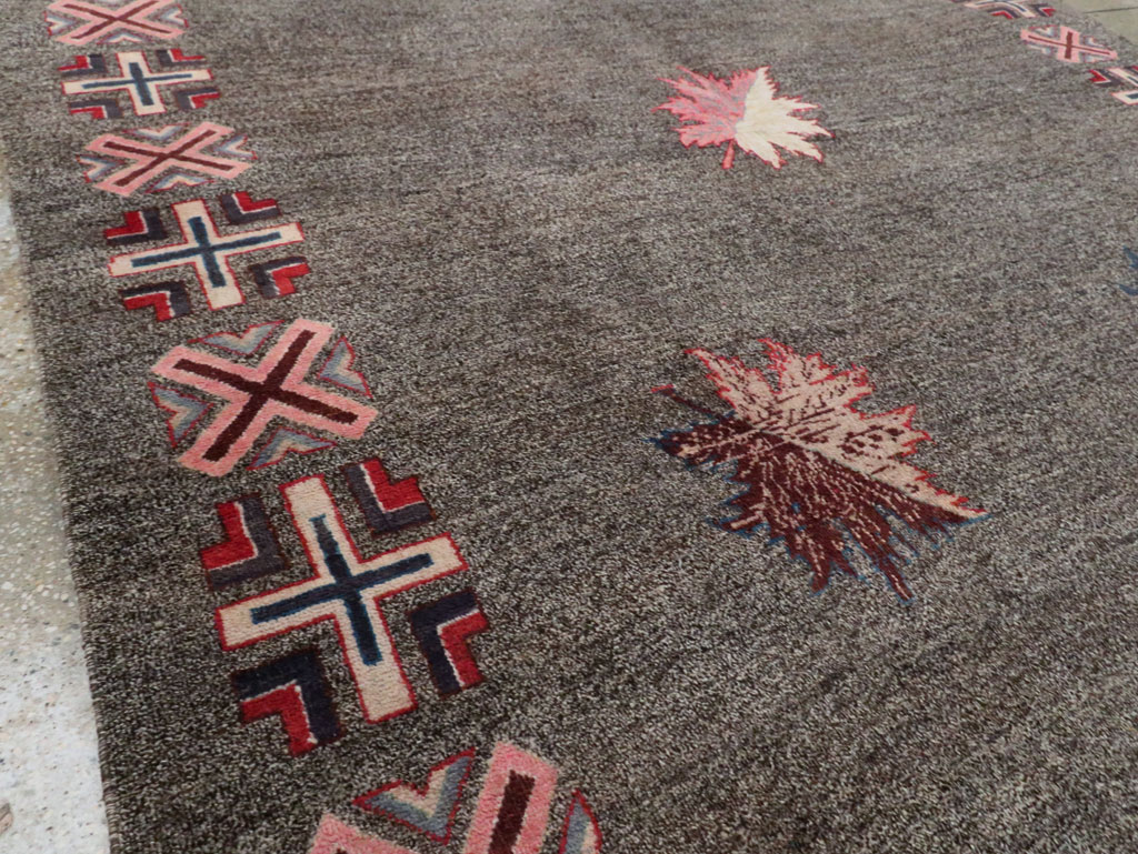 Vintage Persian Art Deco Mashad Accent Rug (Pair: 1 of 2), No.29297 - Gsblank