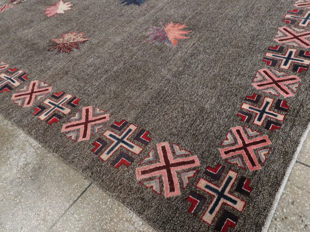 Vintage Persian Art Deco Mashad Accent Rug (Pair: 1 of 2), No.29297 - Gsblank