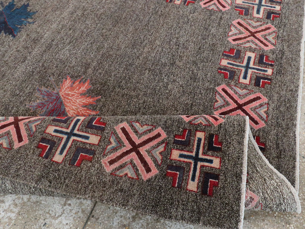 Vintage Persian Art Deco Mashad Accent Rug (Pair: 1 of 2), No.29297 - Gsblank