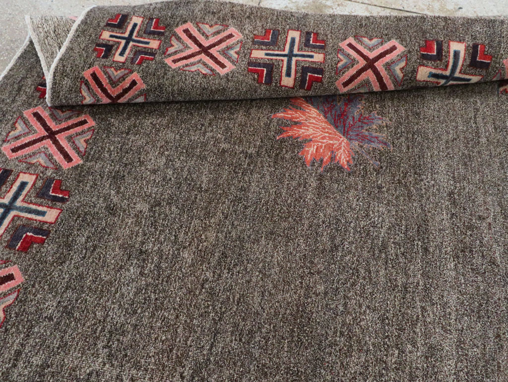 Vintage Persian Art Deco Mashad Accent Rug (Pair: 1 of 2), No.29297 - Gsblank