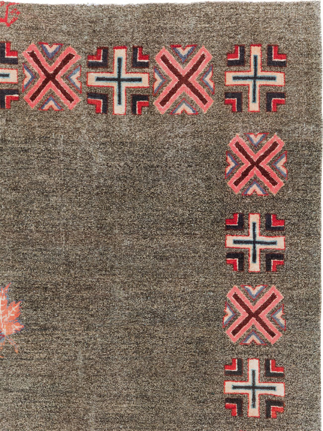 Vintage Persian Art Deco Mashad Accent Rug (Pair: 2 of 2), No.29298 - Gsblank