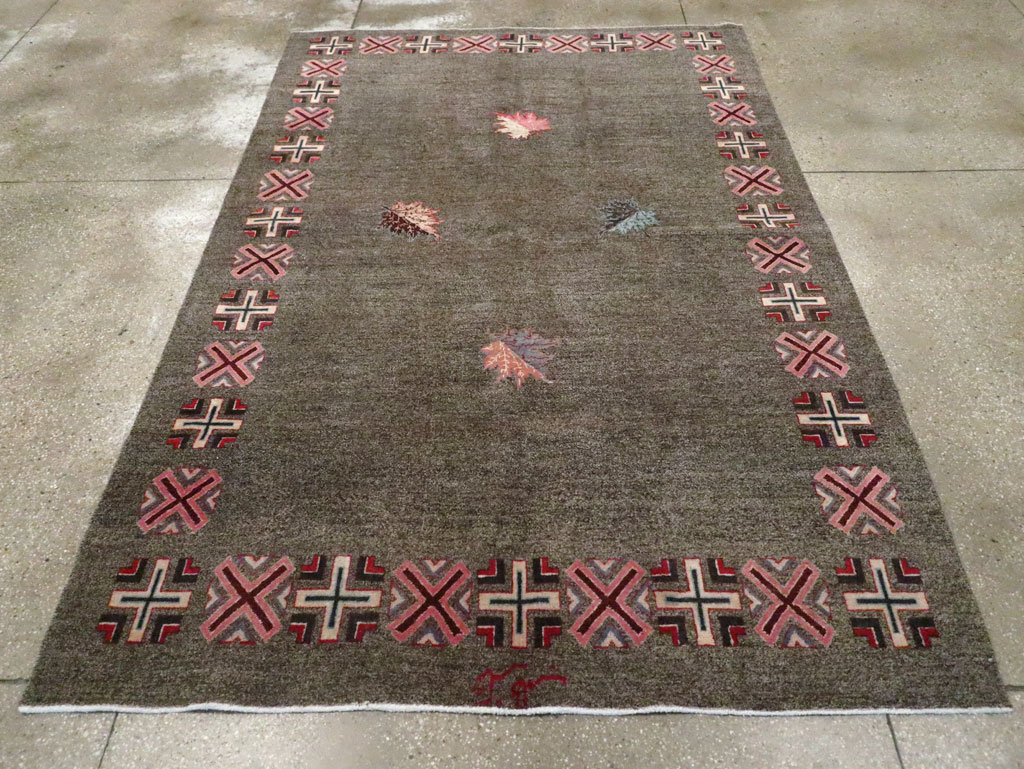 Vintage Persian Art Deco Mashad Accent Rug (Pair: 2 of 2), No.29298 - Gsblank