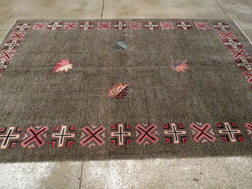 Vintage Persian Art Deco Mashad Accent Rug (Pair: 2 of 2), No.29298 - Gsblank