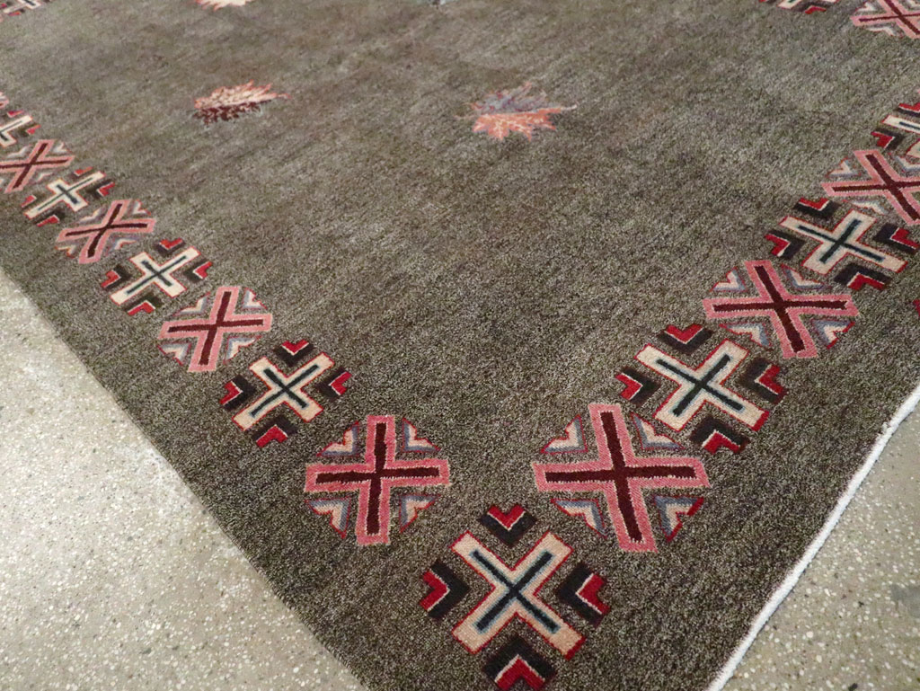 Vintage Persian Art Deco Mashad Accent Rug (Pair: 2 of 2), No.29298 - Gsblank