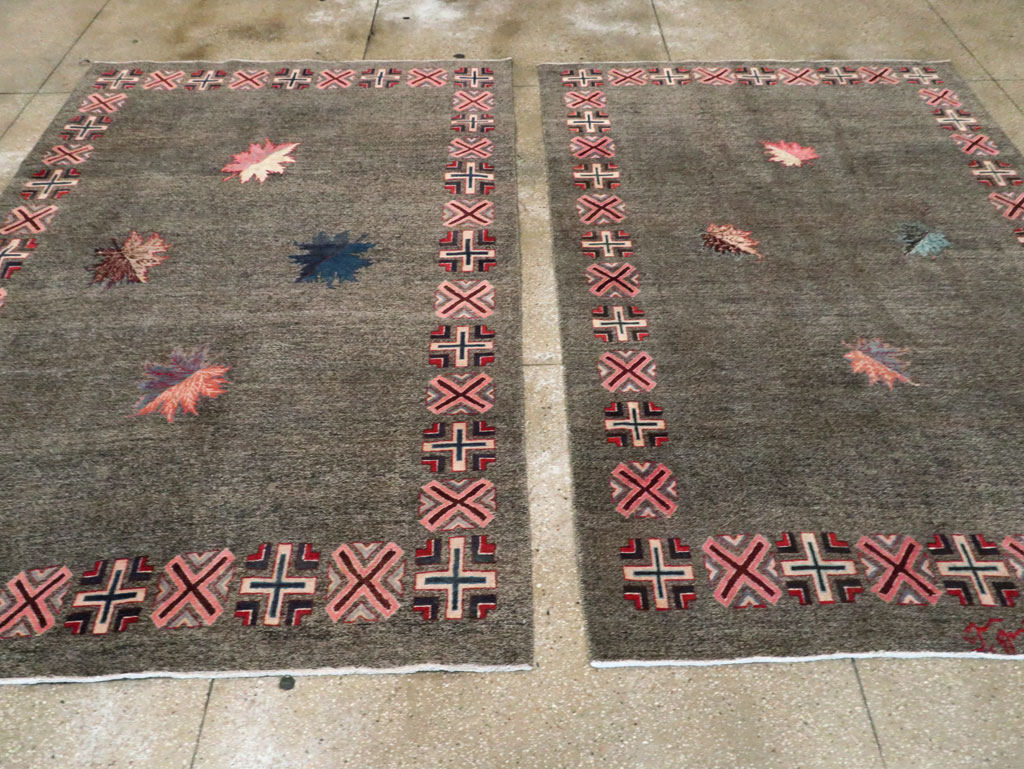 Vintage Persian Art Deco Mashad Accent Rug (Pair: 2 of 2), No.29298 - Gsblank