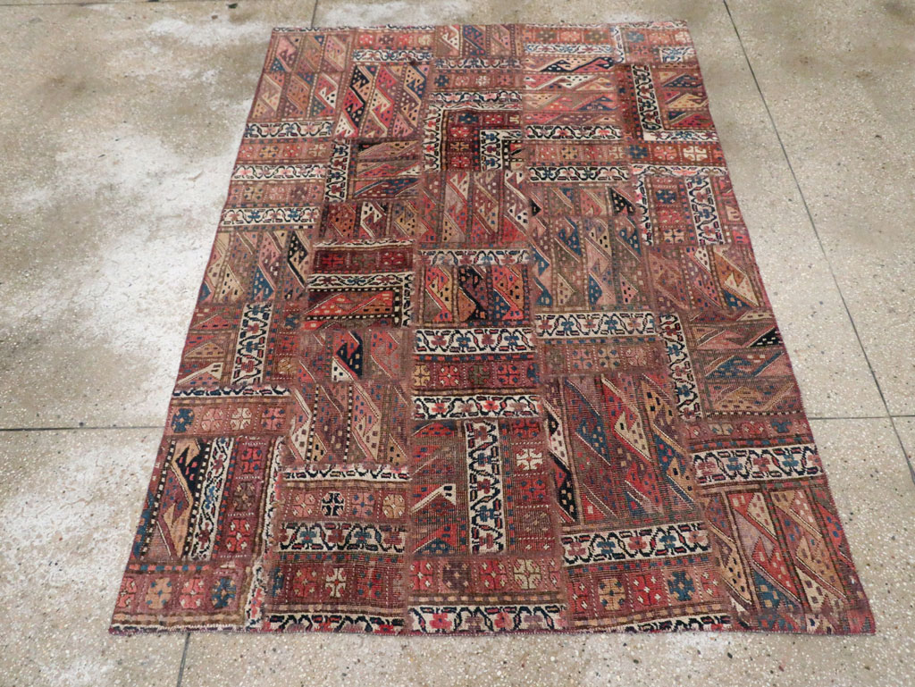 Vintage Persian Patchwork Style Accent Rug, No.29299 - Gsblank