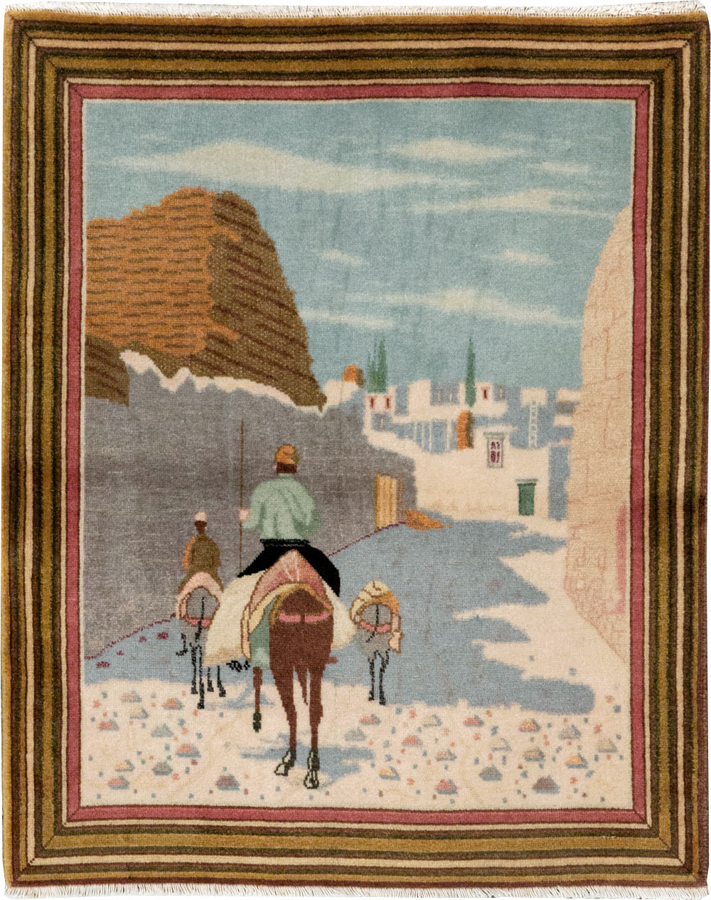 Vintage Persian Tabriz Pictorial Rug (Pair: 1 of 2), No.29300 - Gsblank