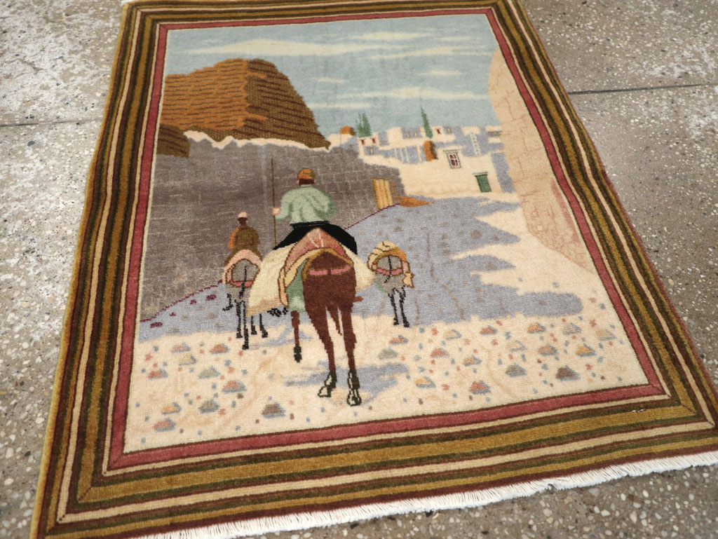 Vintage Persian Tabriz Pictorial Rug (Pair: 1 of 2), No.29300 - Gsblank