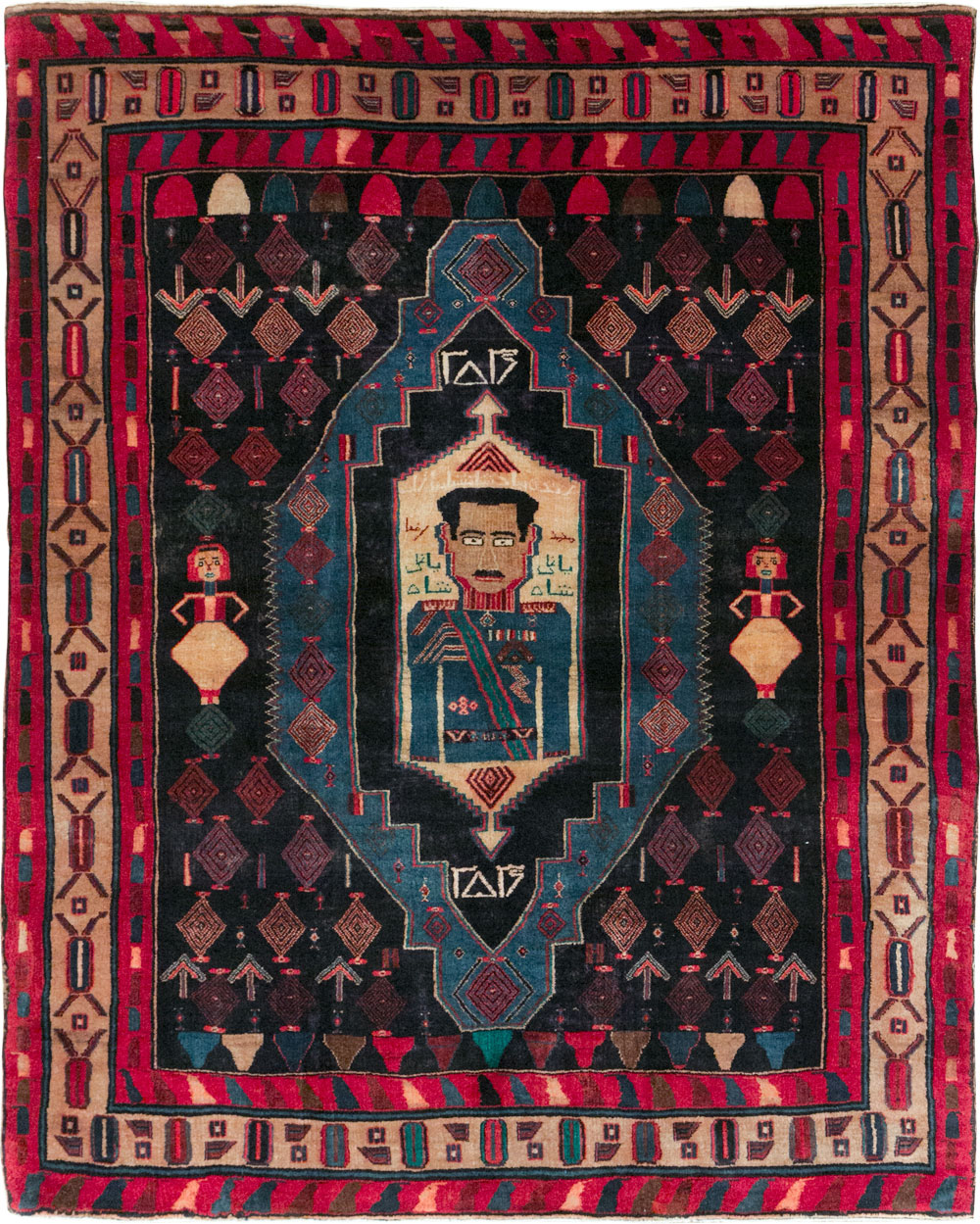 Vintage Persian Veramin Pictorial Accent Rug (Pair: 1 of 2) , No.29301 - Gsblank