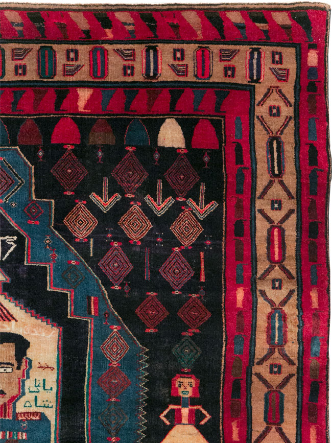 Vintage Persian Veramin Pictorial Accent Rug (Pair: 1 of 2) , No.29301 - Gsblank