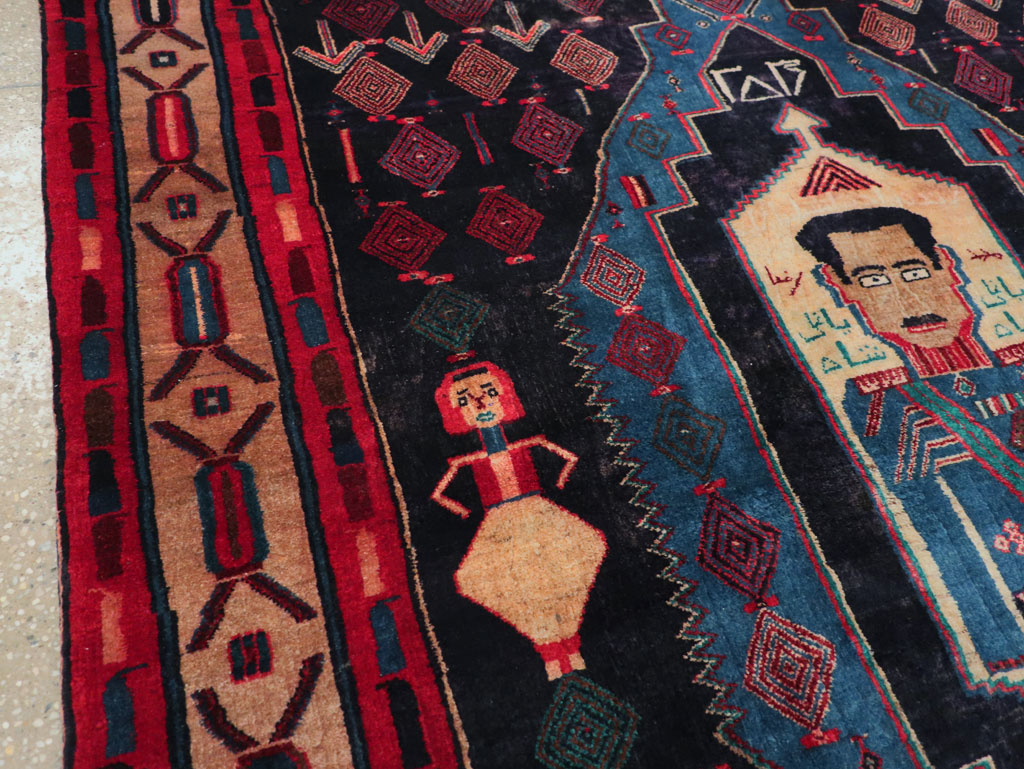 Vintage Persian Veramin Pictorial Accent Rug (Pair: 1 of 2) , No.29301 - Gsblank