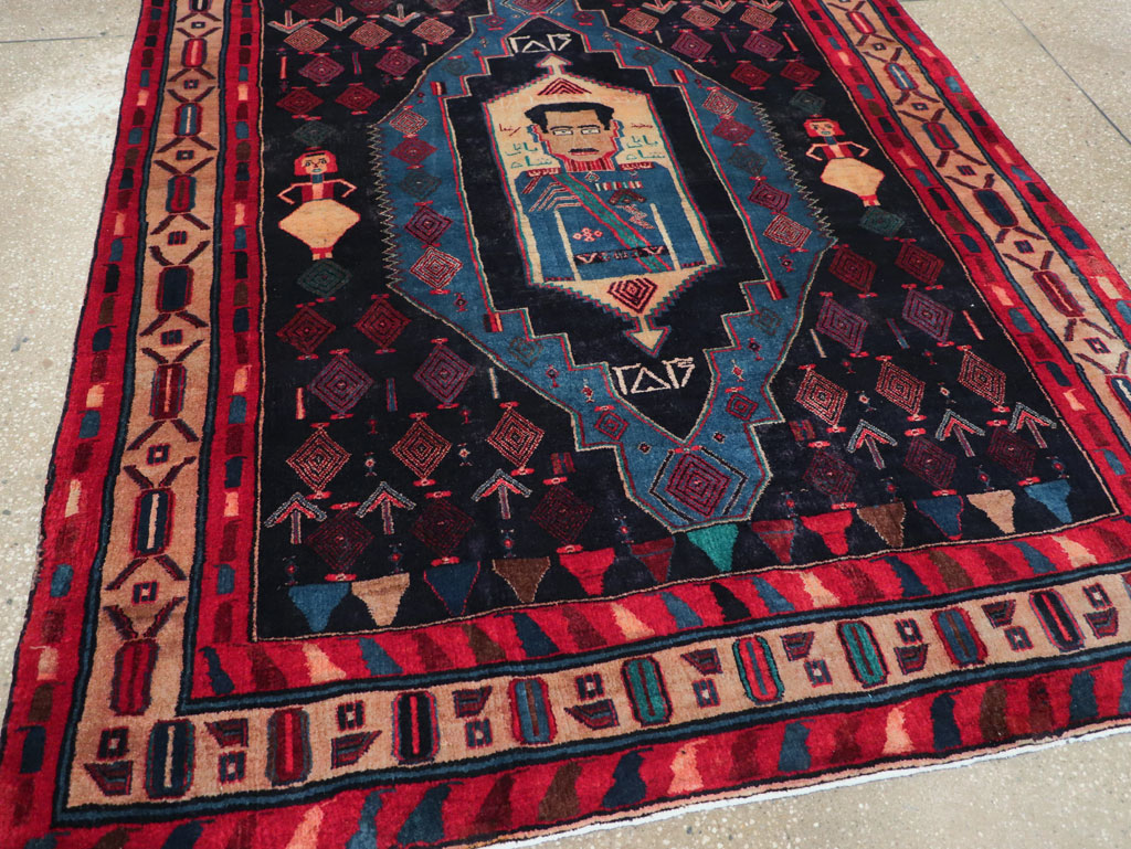 Vintage Persian Veramin Pictorial Accent Rug (Pair: 1 of 2) , No.29301 - Gsblank