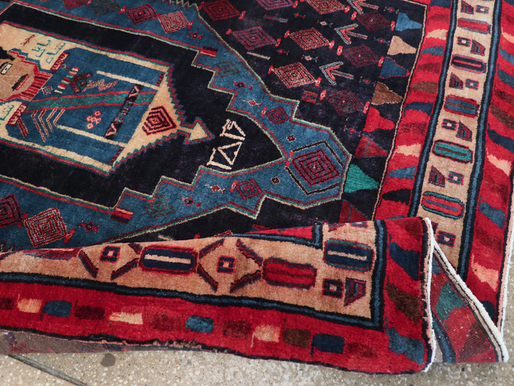 Vintage Persian Veramin Pictorial Accent Rug (Pair: 1 of 2) , No.29301 - Gsblank