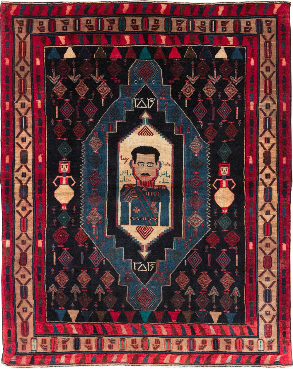 Vintage Persian Veramin Pictorial Accent Rug (Pair: 2 of 2), No.29302 - Gsblank