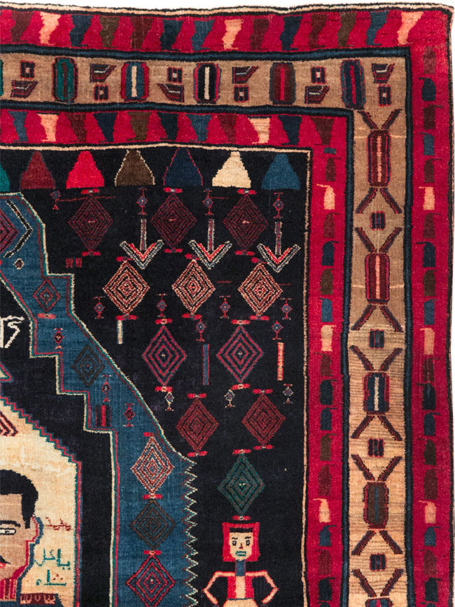 Vintage Persian Veramin Pictorial Accent Rug (Pair: 2 of 2), No.29302 - Gsblank