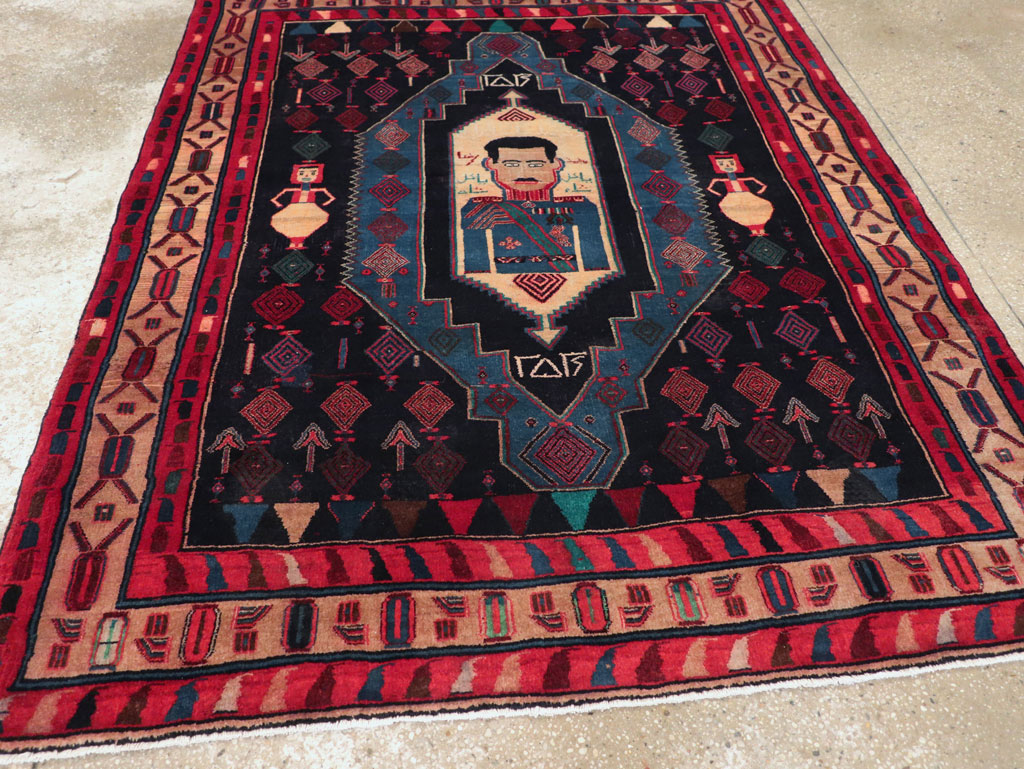 Vintage Persian Veramin Pictorial Accent Rug (Pair: 2 of 2), No.29302 - Gsblank