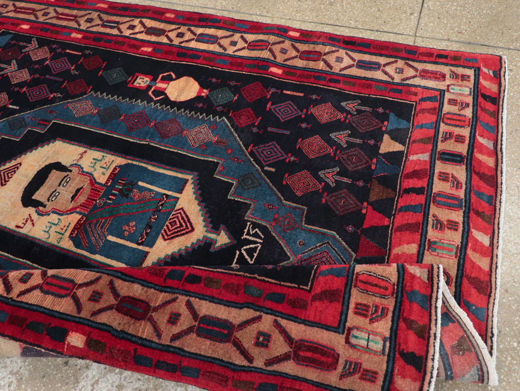 Vintage Persian Veramin Pictorial Accent Rug (Pair: 2 of 2), No.29302 - Gsblank