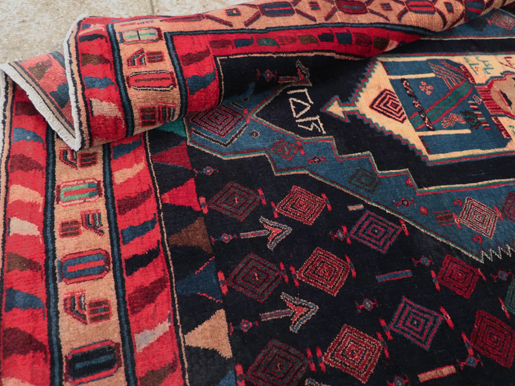 Vintage Persian Veramin Pictorial Accent Rug (Pair: 2 of 2), No.29302 - Gsblank