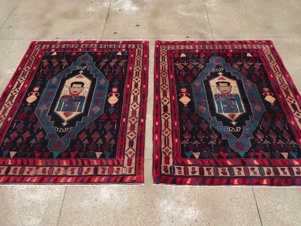 Vintage Persian Veramin Pictorial Accent Rug (Pair: 2 of 2), No.29302 - Gsblank