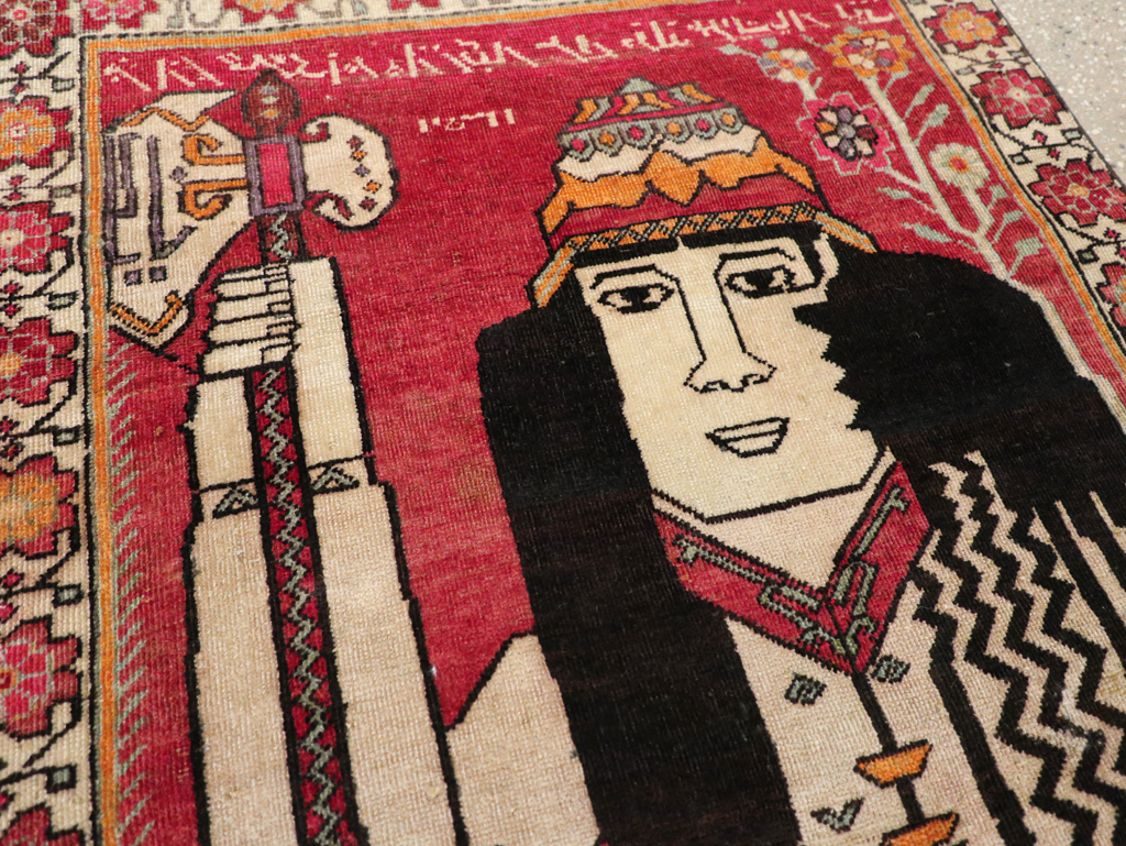 Vintage Persian Shiraz Pictorial Throw Rug, No.29304 - Gsblank