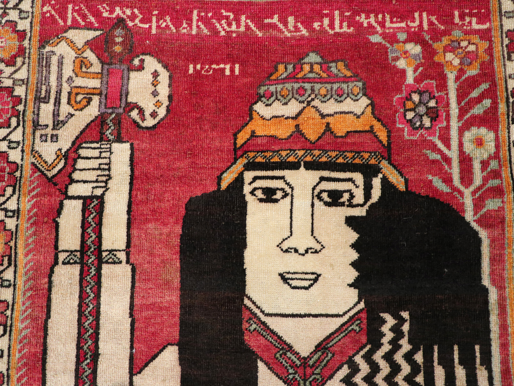 Vintage Persian Shiraz Pictorial Throw Rug, No.29304 - Gsblank