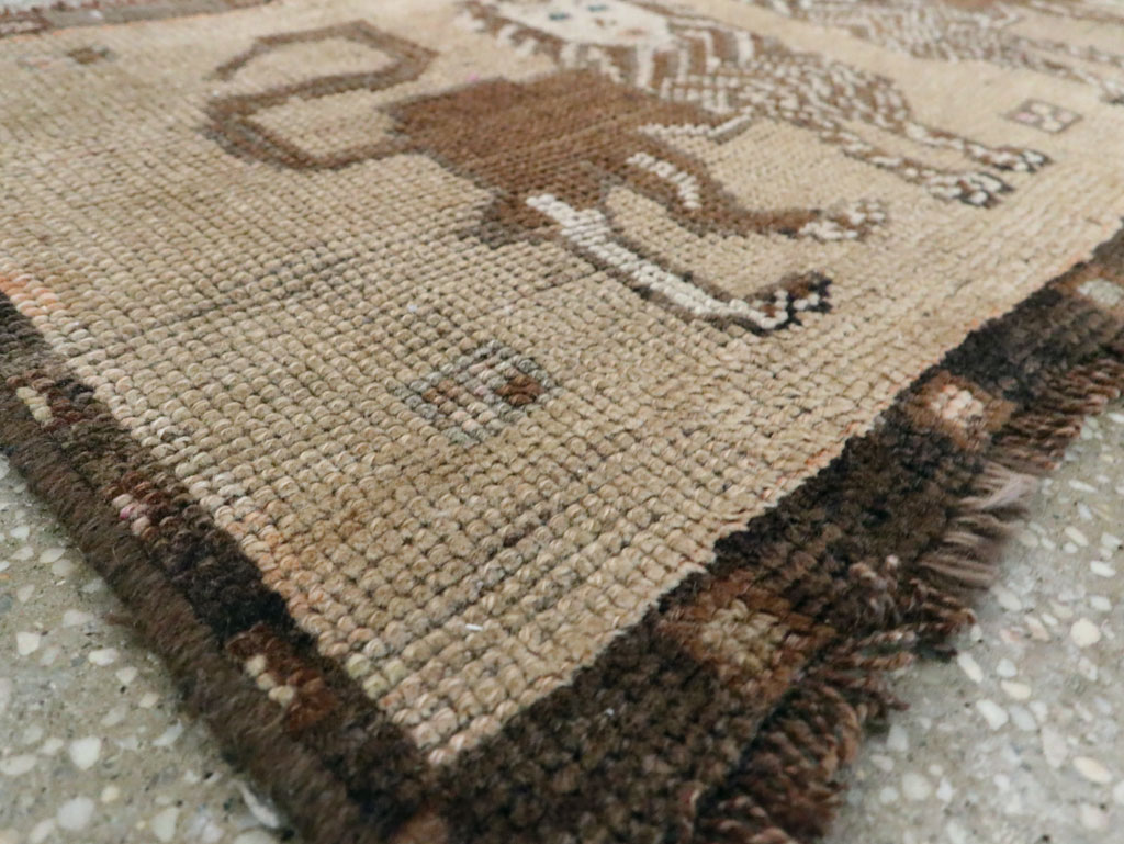 Vintage Turkish Anatolian Pictorial Throw Rug (Pair: 2 of 2), No.29318 - Gsblank