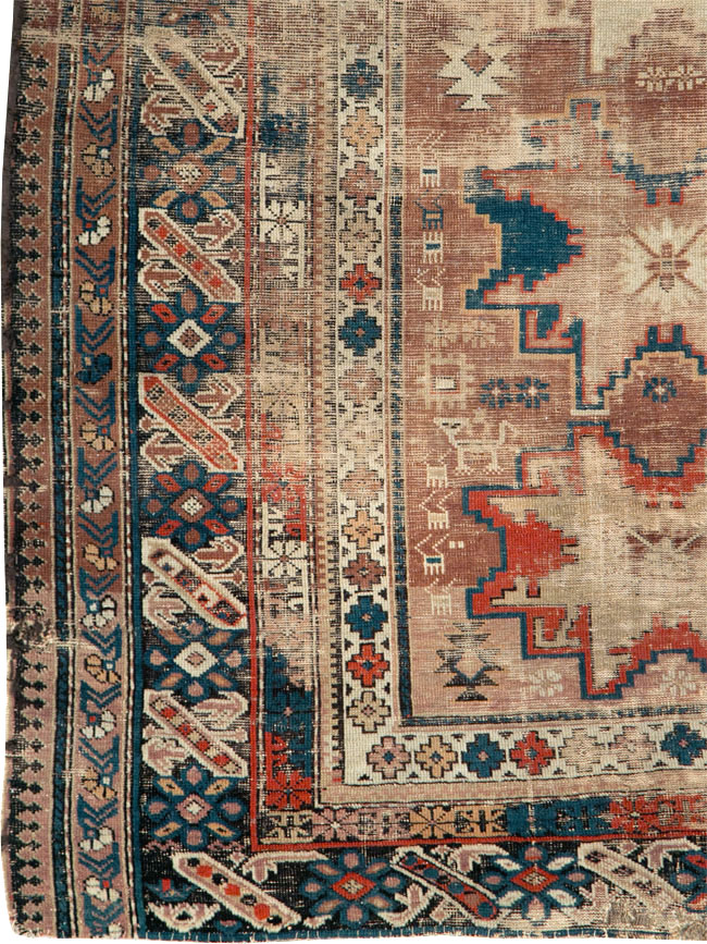 Distressed Antique Caucasian Throw Rug, No.29322 - Gsblank