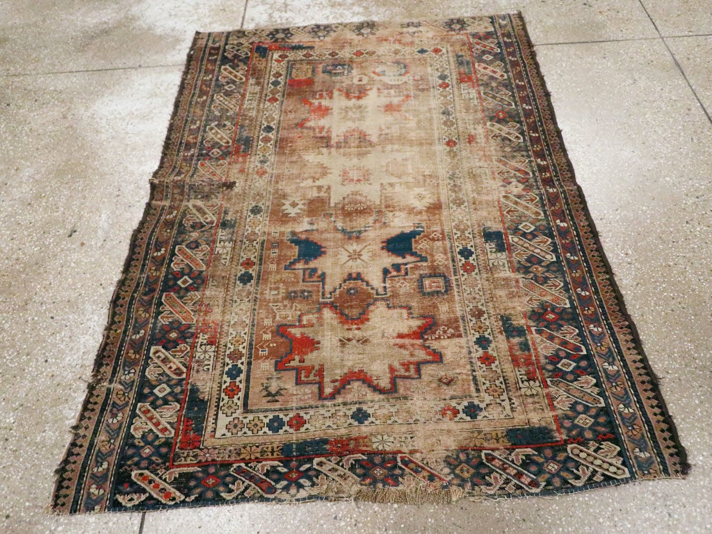 Distressed Antique Caucasian Throw Rug, No.29322 - Gsblank