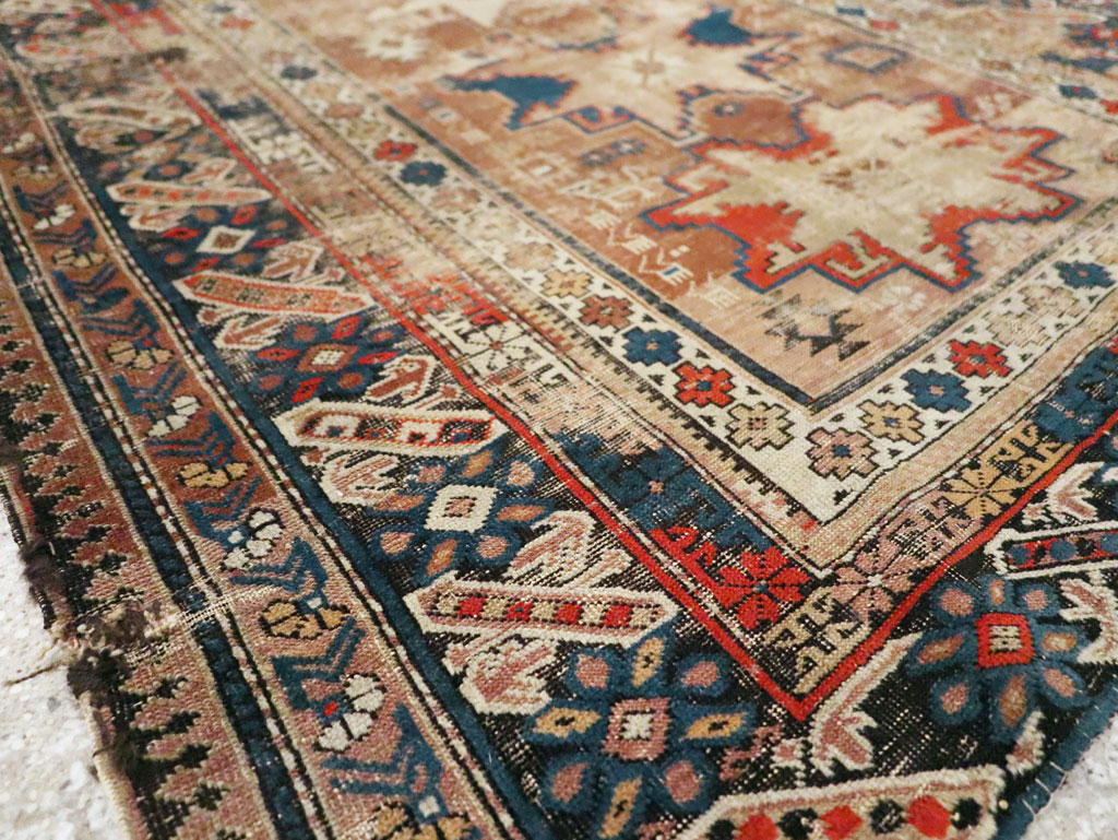 Distressed Antique Caucasian Throw Rug, No.29322 - Gsblank
