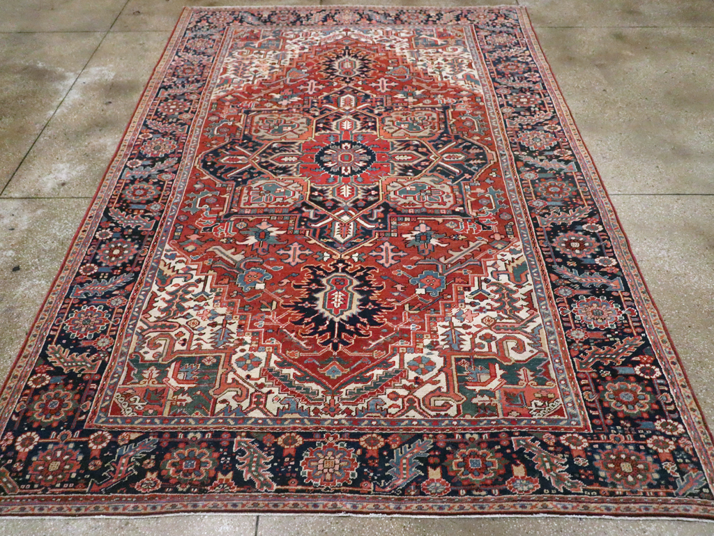 Vintage Persian Heriz Room Size Carpet, No.29332 - Gsblank