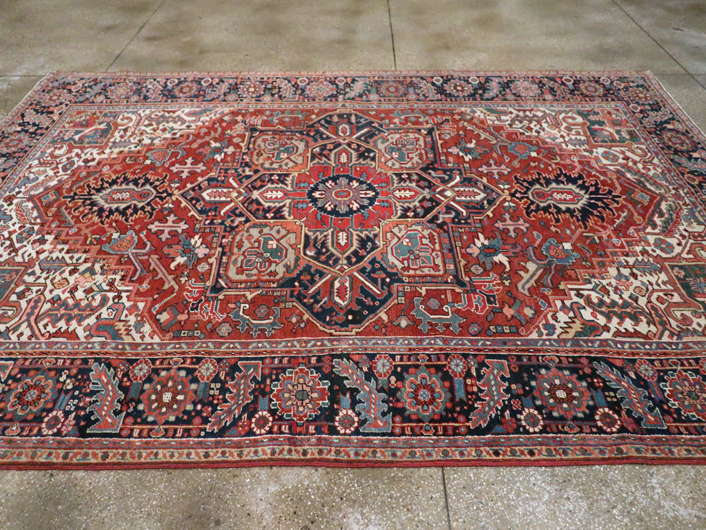 Vintage Persian Heriz Room Size Carpet, No.29332 - Gsblank